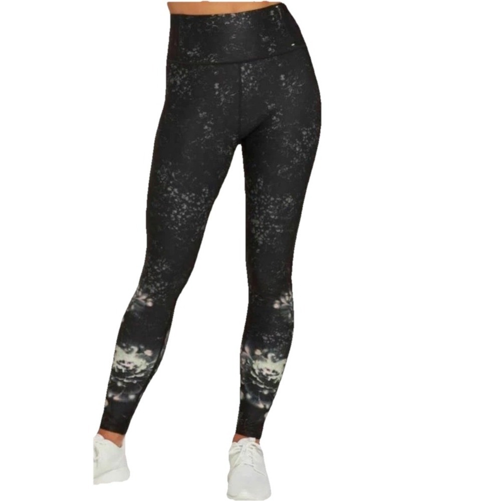 Calia by Carrie Underwood Black Floral Print Ankle Leggings Women's Size large